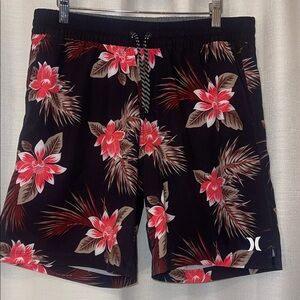 Hurley Men's Tropical Floral Board Shorts - Brown and Pink